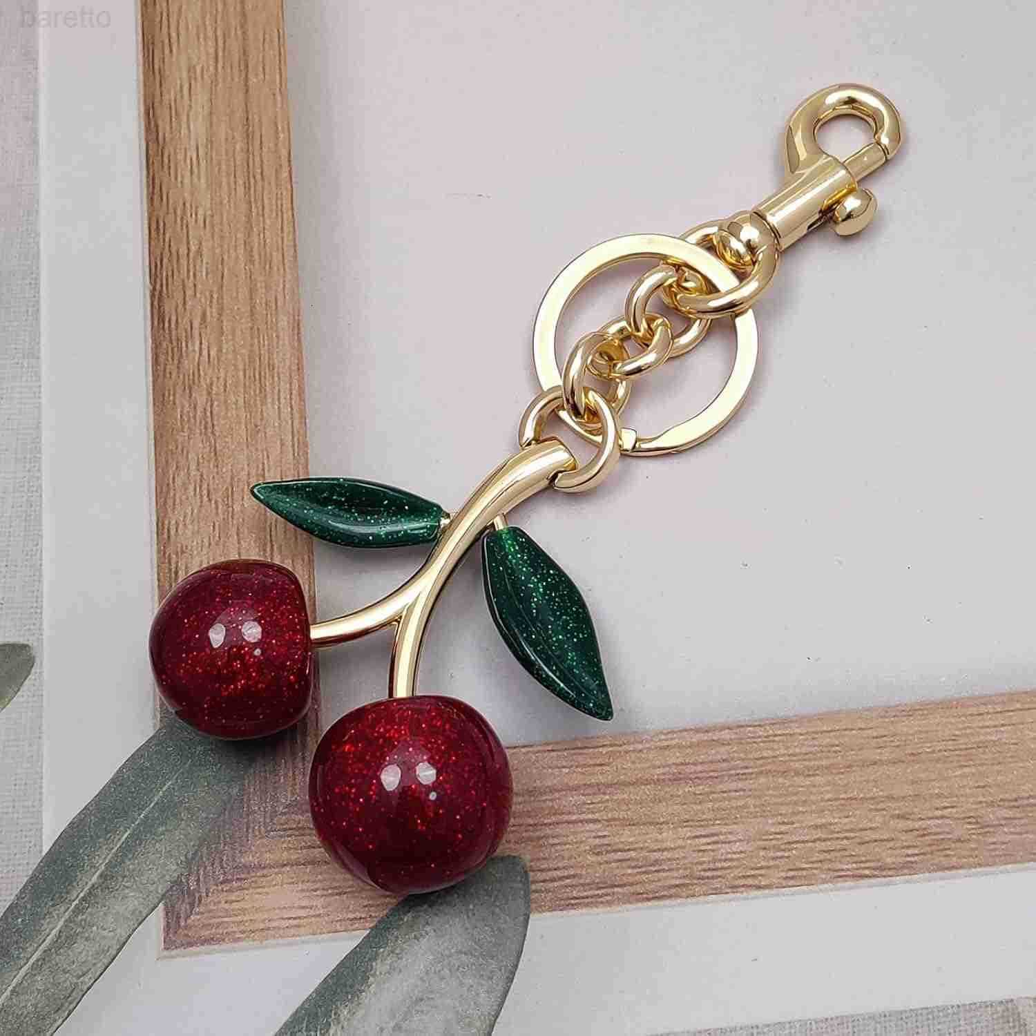 Cherry Bag CharmsCute Purse KeychainKey Chains Women CuteCar keyrings leather handbagsValentines Day Gifts Z2509017