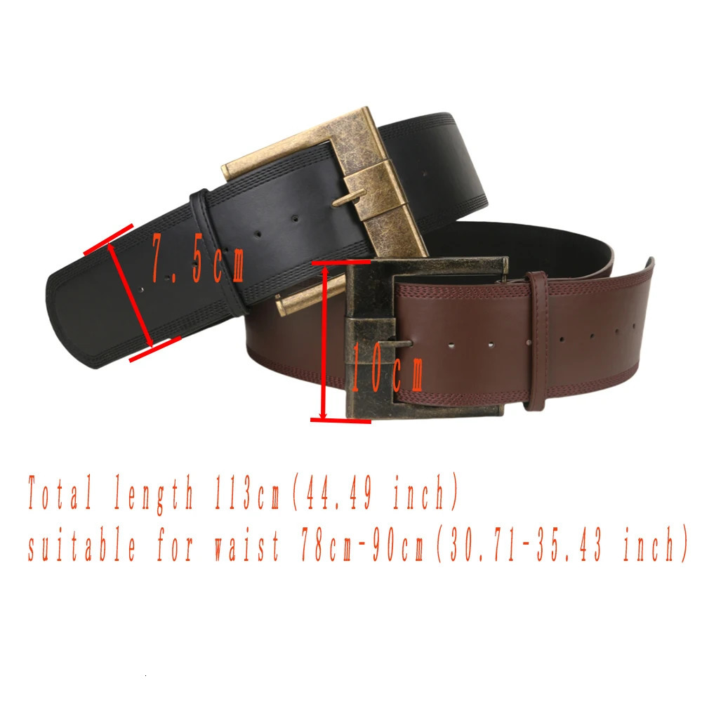 Ladies retro Punk Fashion wide waistband with Square Bronze Pin buckle Girdle Belts For Women Paired with coat sweater dress 250917