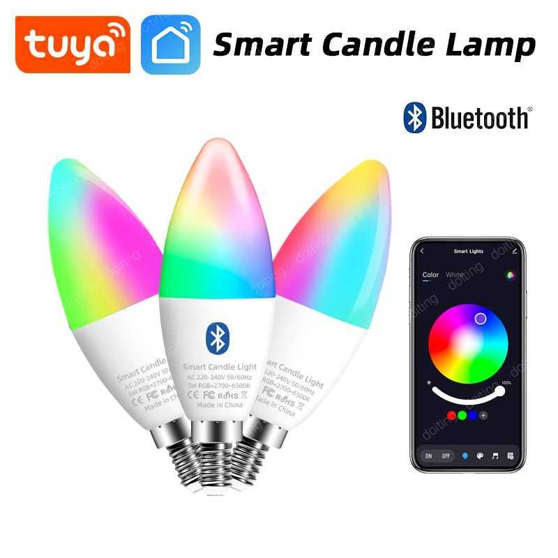 E14 Bluetooth Wifi Tuya Smart Led Chandelie Light Bulb RGB Color Change Lamps Smart Life APP Dimmable Alexa Google Home Voice C2509171
