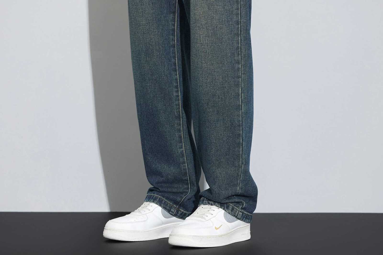 Unisex Relaxed Vintage Blue Jeans Curved KnifeCut Wide Leg Trousers High Cotton Comfortable Fabric for Casual Everyday OutfitsZ250917