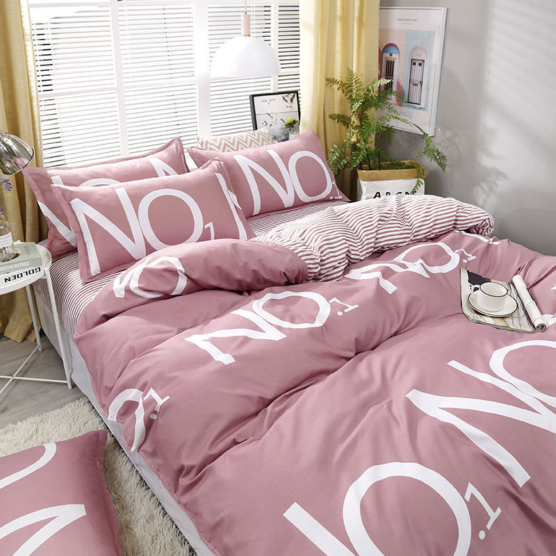 INS Bedding Four-Piece Double Boy Dormitory Sheet Quilt Cover Single Bed Three-Piece Set Summer