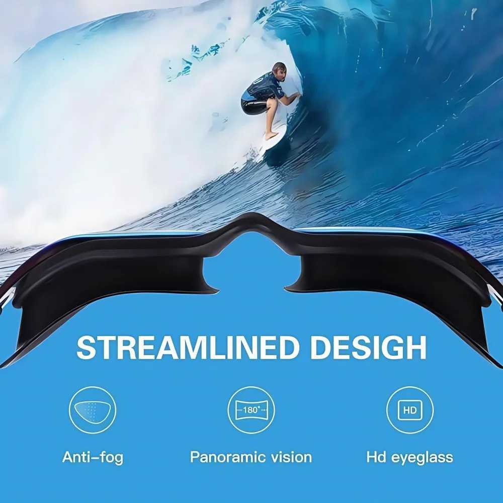 New Professional Large Frame Adult Silicone Swim Goggles Lens Plating Antifog And UV Protection Outdoors Swimming For Women Men J250917