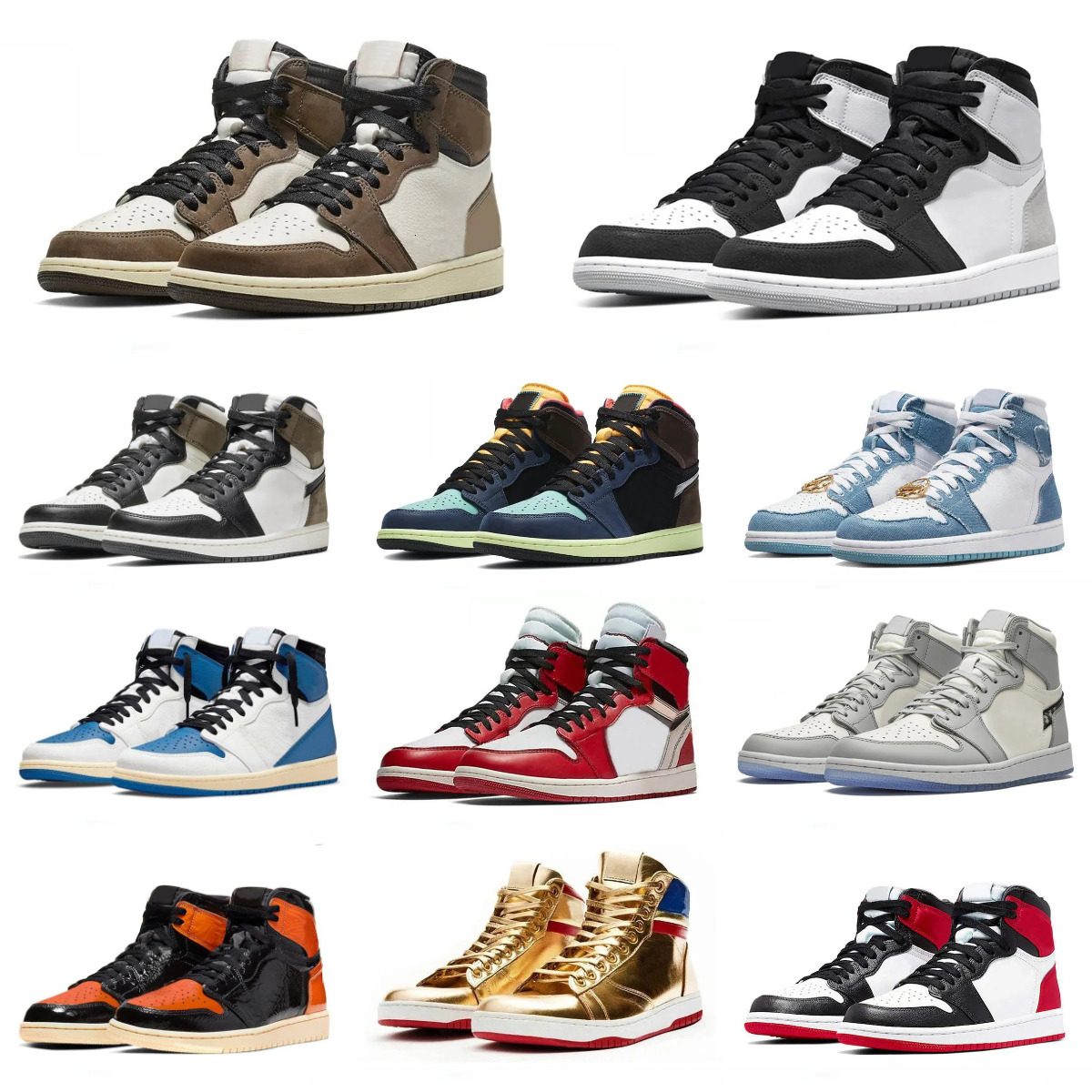 Jump Men 1 J1 Casual Sports Basketball Shoes Trainers Women High Low Reverse TS True Turbo Blue Pine Lucky Green DARK Mocha Chicago OG Denim Pine Green Outdoor Sneakers