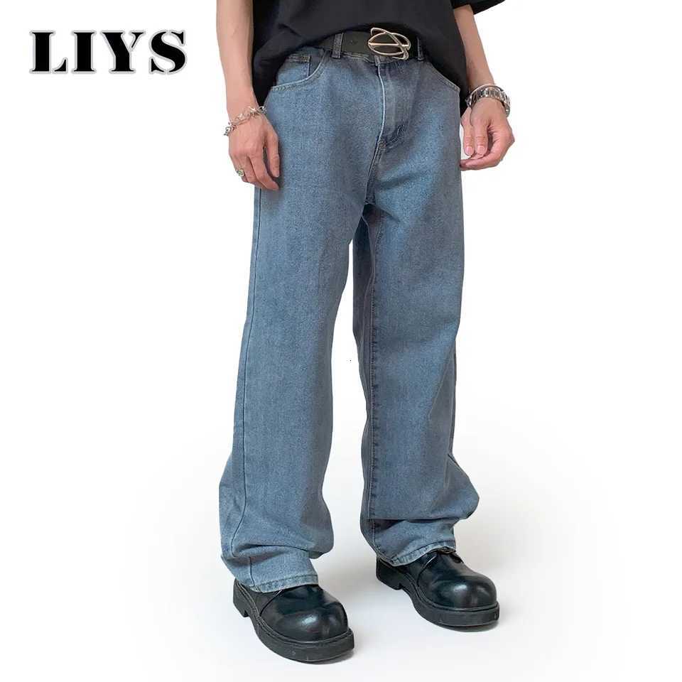 Autumn Retro Loose Straight Leg Jeans Mens Casual Denim Pants Classic Male Straight Leg Denim Pants Solid Denim Mens PantsZ250917