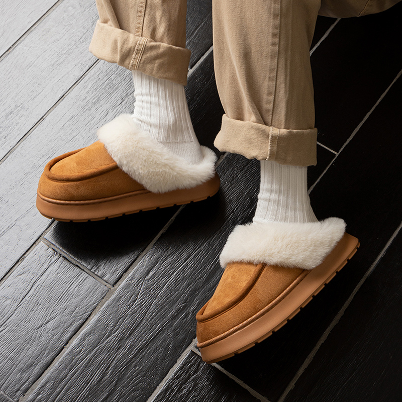 Cotton shoes for men and women in winter 2025 new thickened thick-soled home indoor autumn and winter warm wool slippers