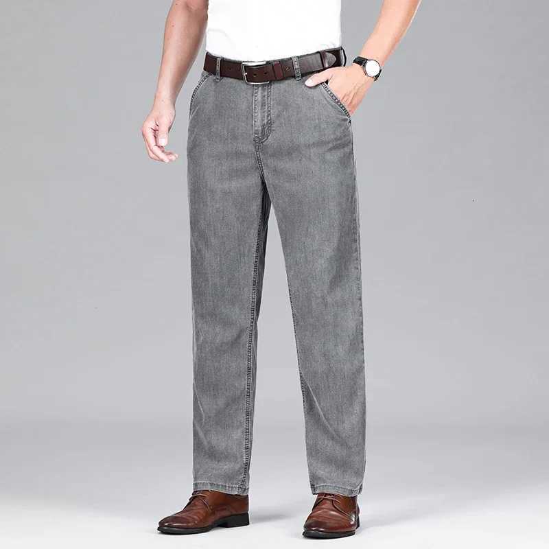 Summer Mens Clothing Lyocell Jeans Thin Breathable Trousers Fashion Casual Business Classic Male Brand Denim PantsZ250917