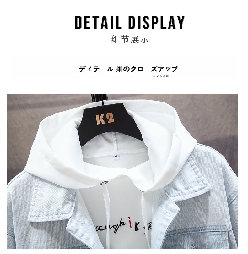 Jacket men Men's Color Block Gradient Denim Jacket 2025 Spring Trendy Long Sleeve Coat for Youth Casual Stylish Men's Outerwear