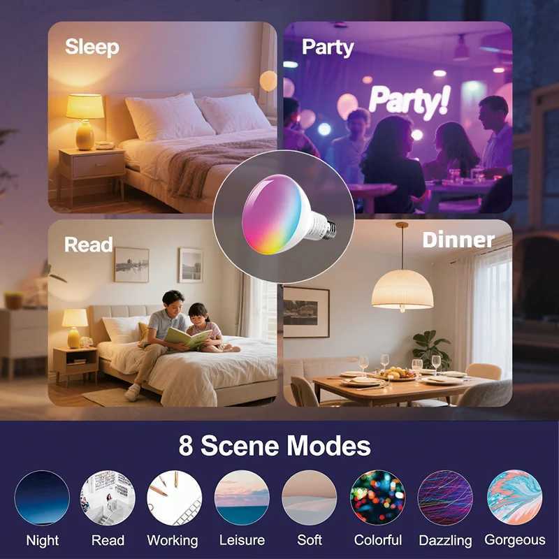 TUYA Wifi Smart Bulb BR30 E26 10W lamps Led RGBCW Smart Light Alexa Google Assisatnt Voice Control Timing APP Group C250917