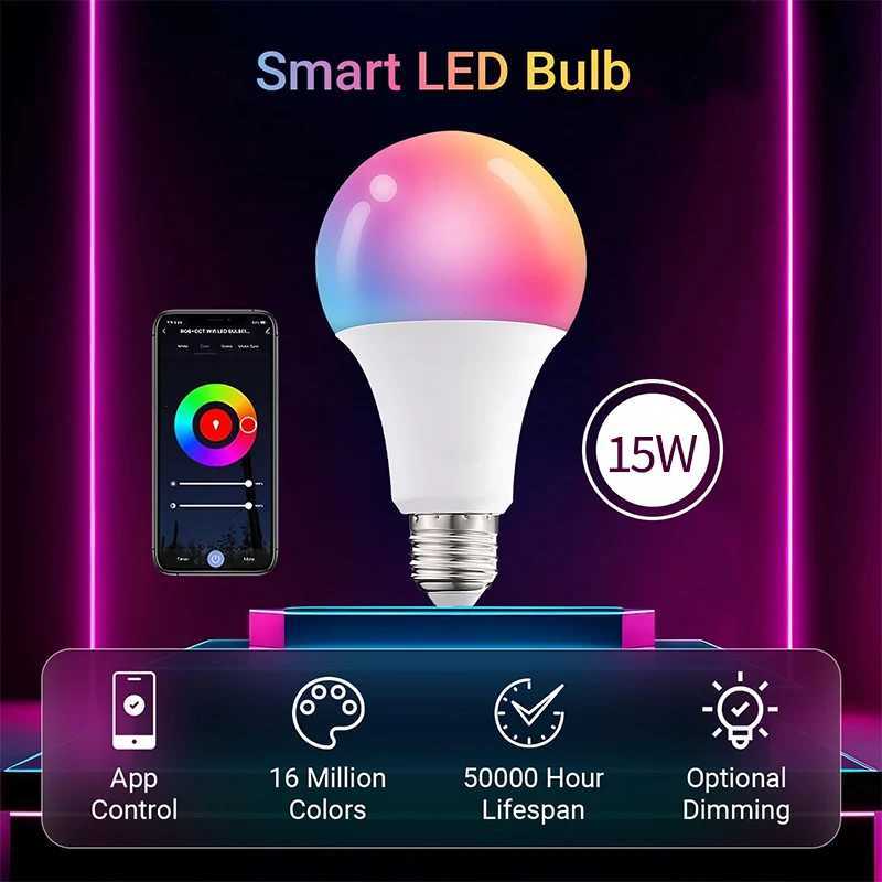 Tuya E27 LED Smart Bulb WIFI Bluetooth Dimmable Light LED Lamp 27006500k RGB APP Voice with Alexa Google Home Smart Life Decor C250917