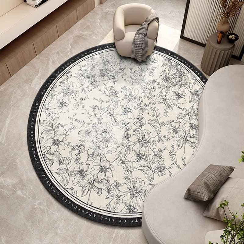 Living Room Carpet Round Crystal Velvet Carpet Makeup Room Decoration Beautiful Soundproof Carpet French Style Easy Care NonSlip Rug C250917
