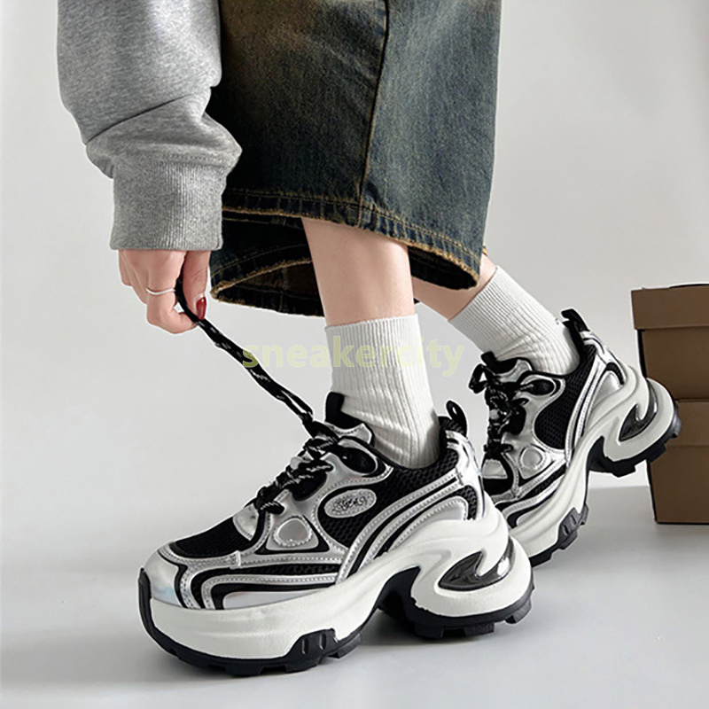 womens trainers designer street style running shoes fashion black silver red comfort breathable mesh height boost chunky sneakers size 35-40