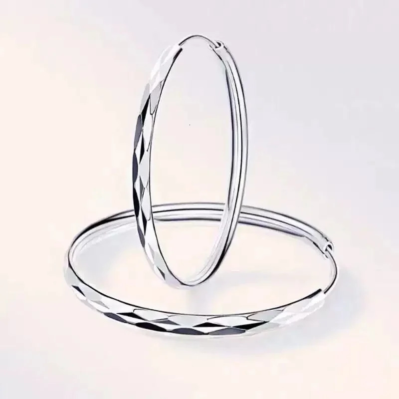 925 Sterling Silver 30405060mm Circle Hoop Earrings For Women Fashion Party Jewelry Gifts 250917