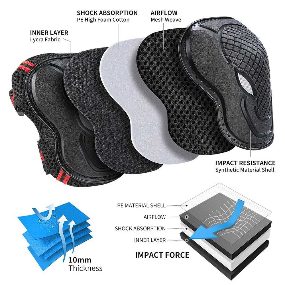 BraceTop 6Pcsset Teens Adult Knee Pads Elbow Pads Wrist Guards Protective Gear for Roller Skating Skateboarding Cycling Sport J250917