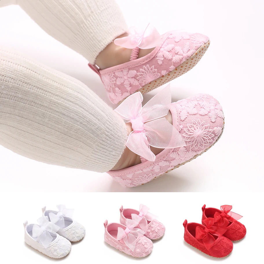 3Color Cute Lace Baby Girl Princess shoes Baby Moccasins Moccs Shoes Bow Fringe Soft Soled Nonslip Footwear Crib Shoes 250916