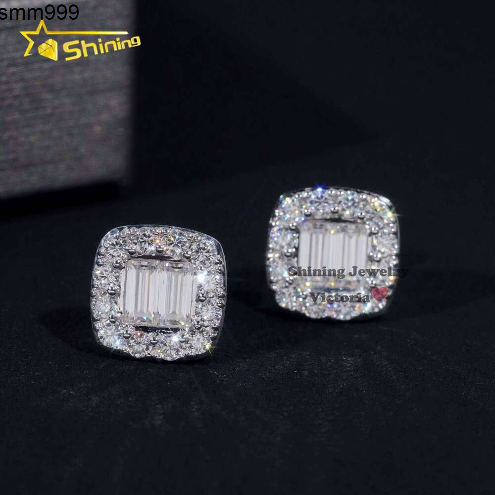 Halo Design Versatile Stud 10K Soild Gold Mens Hip Hop VVS Moissanite Earrings