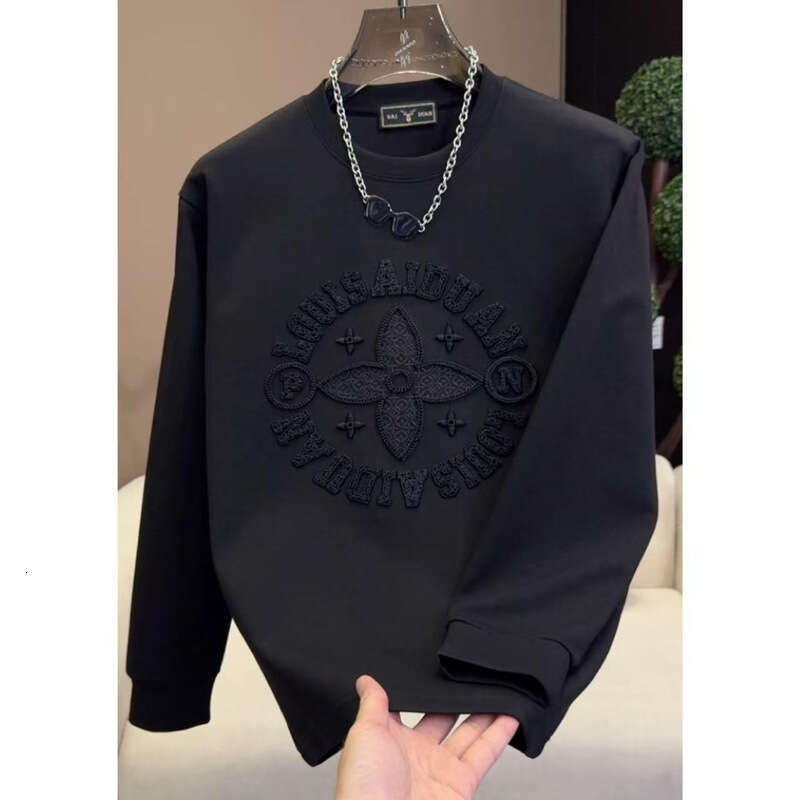 Mens Designer Autumn New Trendy Fashion Long Sleeve Men Round Neck Pullover Loose Solid Color Youth Base Shirt Men's Sweatshirt