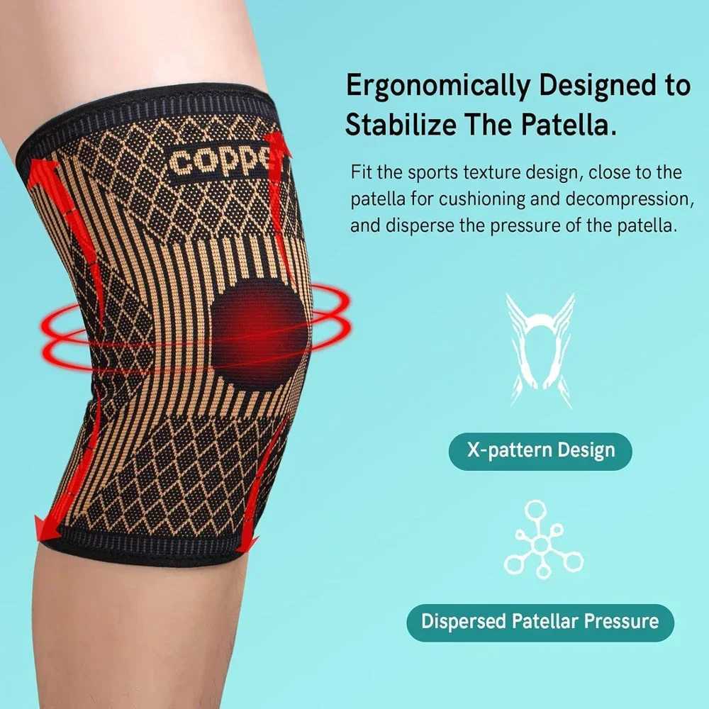 Copper Knee Brace for Arthritis Pain SupportCopper Knee Sleeve for knee pain Compression sleeve for SportsKnee Pain Relief J2509171