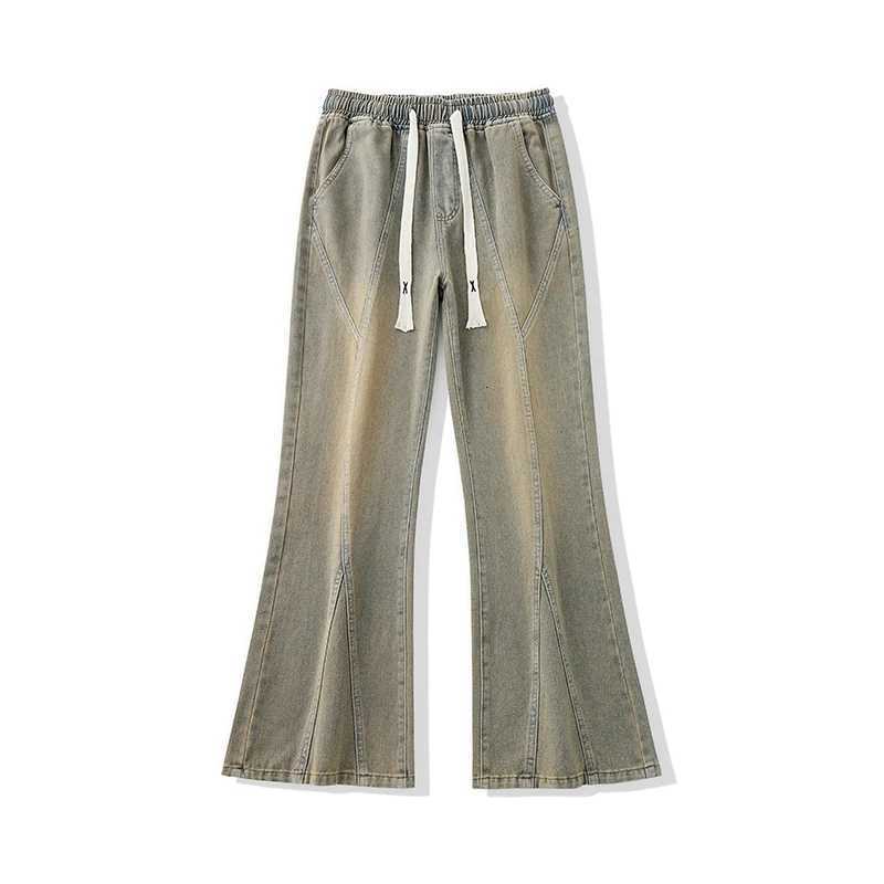 Mens Retro Loose Wide Leg Jeans 2025 Autumn Winter Y2K Millennial Drawstring Design Comfortable Casual Flare Pants Plus Size 4XLZ250917