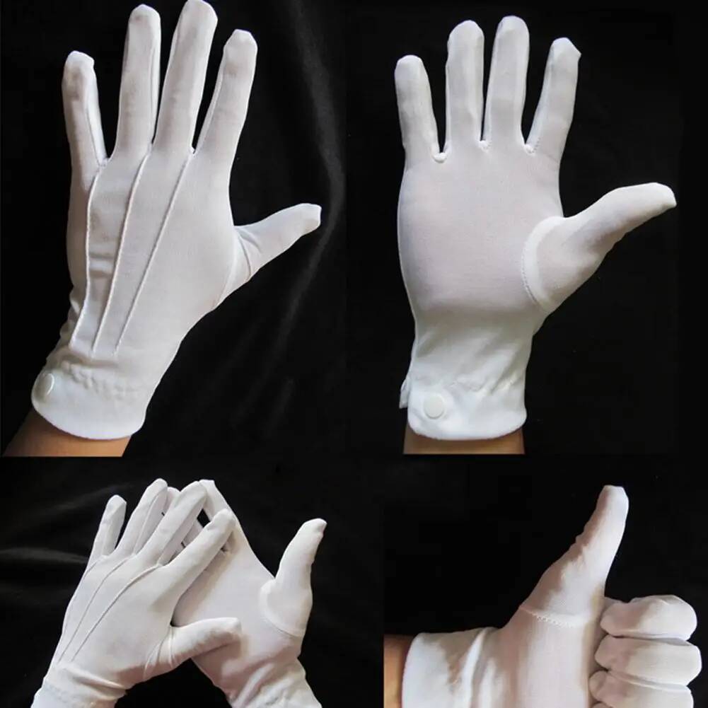 1/5/12 Pairs Adult Formal Three-strength White Labor Gloves Tuxedo Guard Waiters Uniform Dress Butler Inspection ddmythur