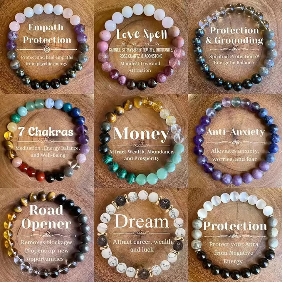 Attract Wealth Good Luck Fashion 8mm Natural Stone Beaded Bracelet for Women Bracelet Jewelry Colorful Party Gift 250916