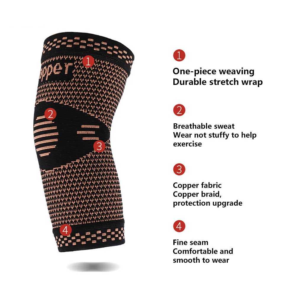 1Pcs Copper Compression Elbow Pads Sports Brace Arm Pads Fitness Tennis Basketball Volleyball Arm Guard for Elbow Pain Relief J250917