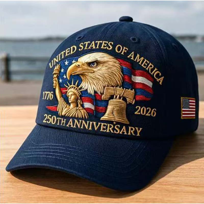 US 250th Anniversary Cap Adjustable Washed Cotton Baseball Cap Vintage Tribute Eagle Printed Patriotic Trucker Hat for Men Women