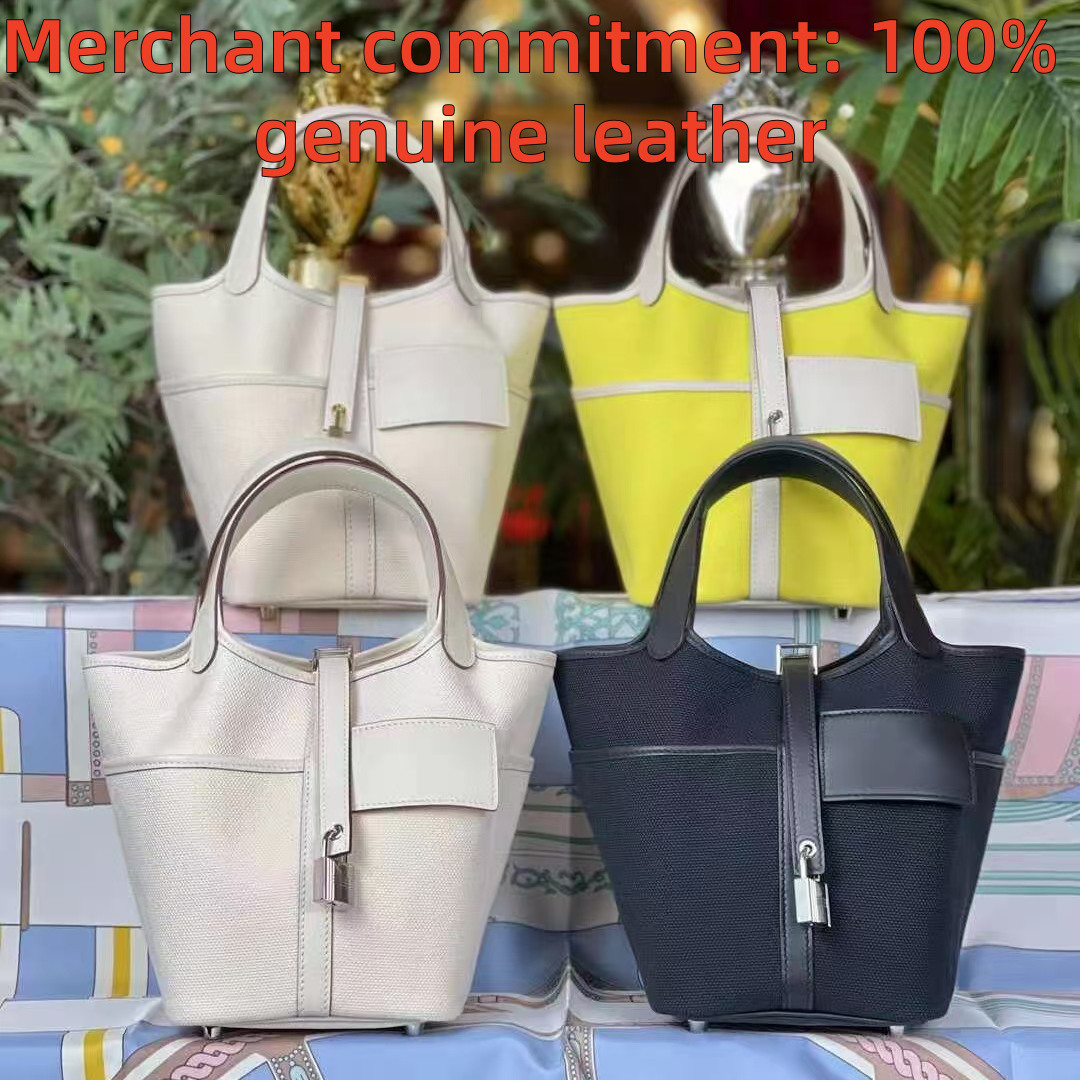 Designer bags Womens Lock bag Luxury genuine leather and Canvas Cargo Basket bags Top quality handbags bucket bag fashion crossbody Shoulder Bag tote
