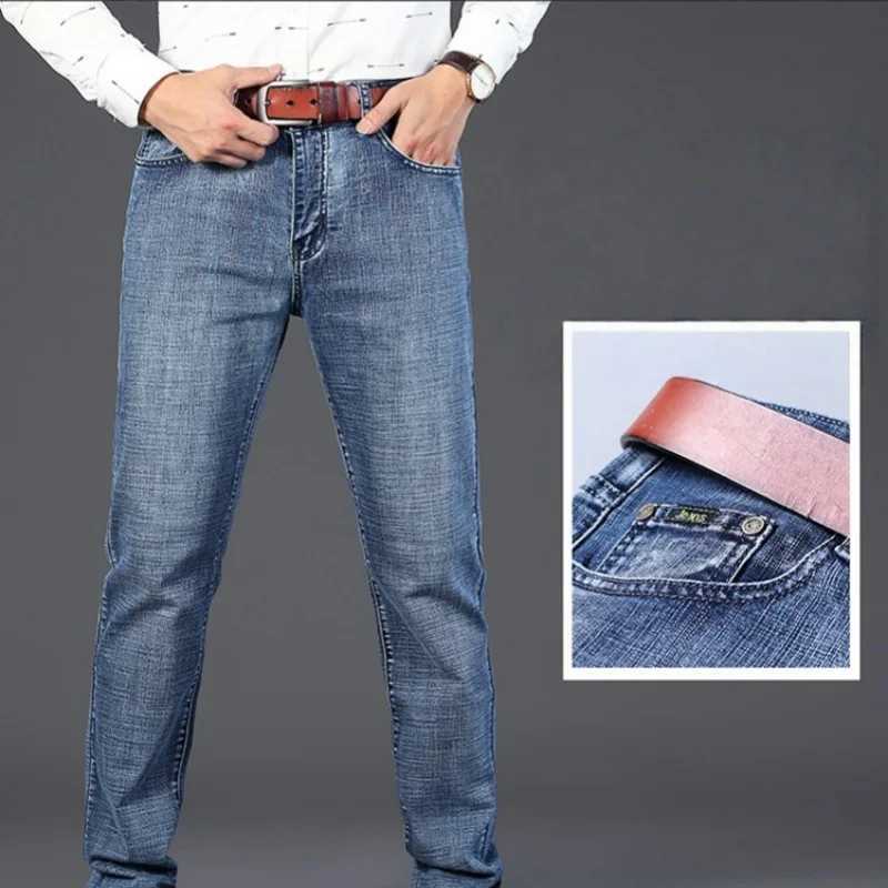 Mens Denim Pants Spring Casual Business Straight Fit Loose Elastic Waist Stylish Comfortable Pants for Work and Casual WearZ250917