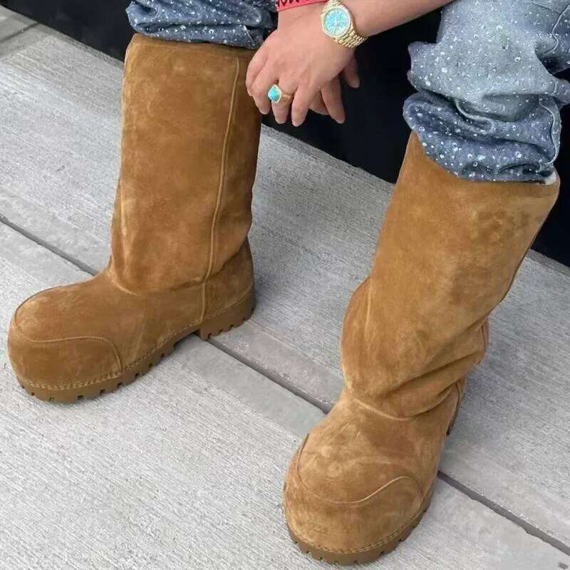 New Long Tube Snow Women with Big Head Comfortable Winter Boots Women's Thick Warm Cotton Shoes for Female