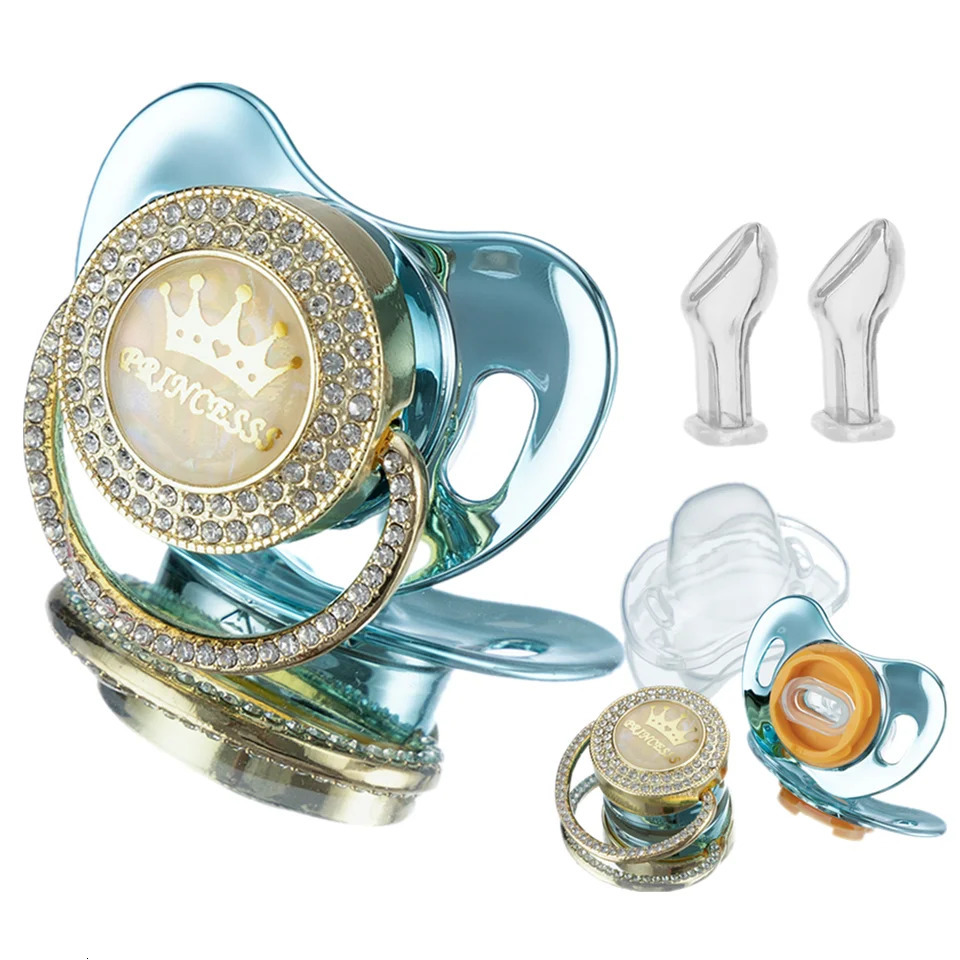 Miyocar Bling Handle Custom Gold Pacifier Bring 3 Replacement Teat Include All Size for Bo for Boy Girl Gift 250917