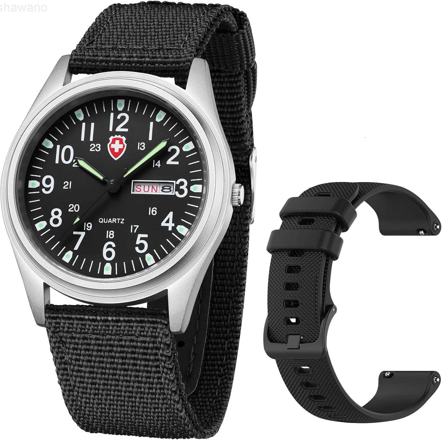 Unisex Military Watches Sport Textile Nylon Strap Stylish Men Watch Luminous Fashion Watches Analog Display Quartz Waterproof Casual WristwatchW250916