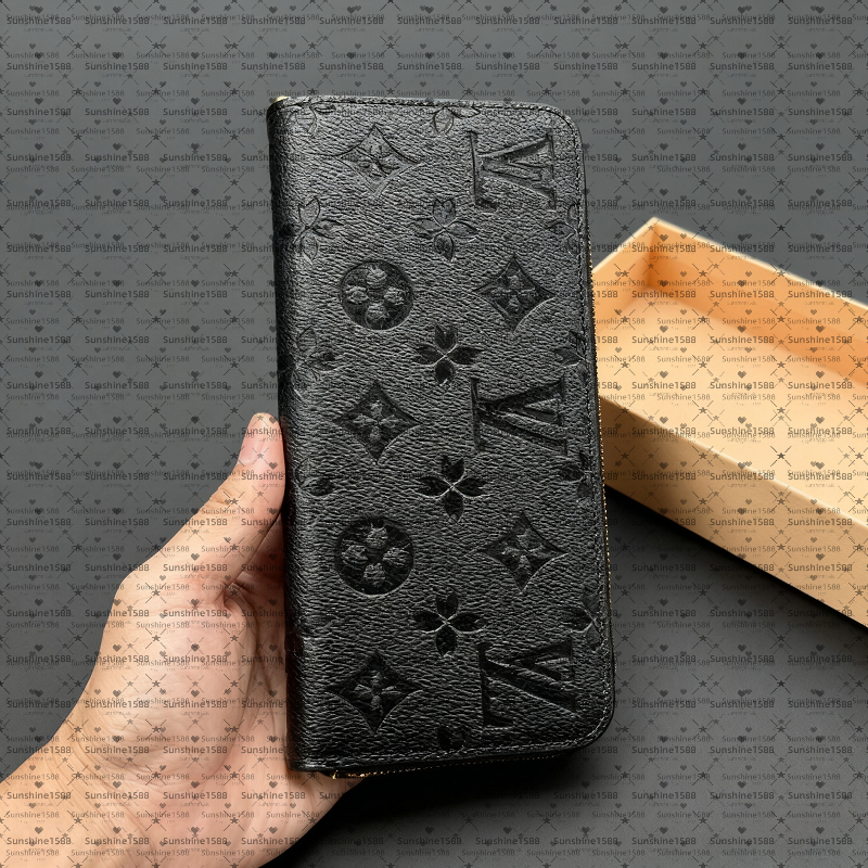 12A Designers Woemn ZIPPY WALLET High Quality Soft Leather Mens Womens Iconic textured Fashion Long Zipper Men Wallets Coin Purse Card Case Holder With Box