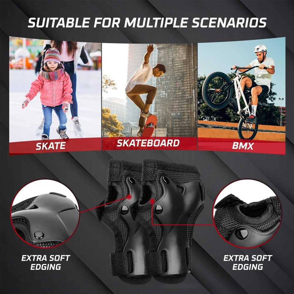 6Pcsset Protective Gear Set Skating Knee Pads Elbow Pad Wrist Hand Protector for Kids Adult Cycling Roller Rock Climbing Sports J250917