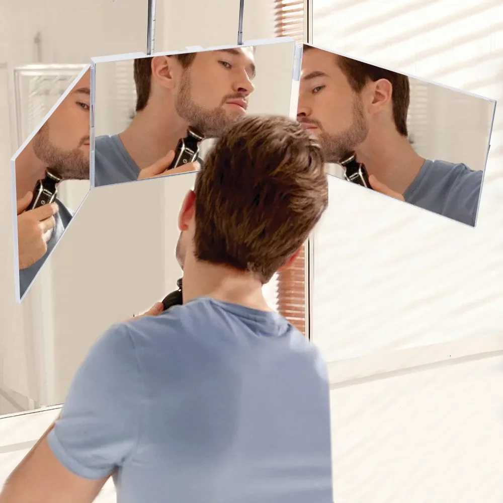 3 Way Mirror for Self Hair Cutting 360 Trifold Barber Mirrors 3 Sided Makeup Mirror to See Back of Head DIY Haircut Tool C250917