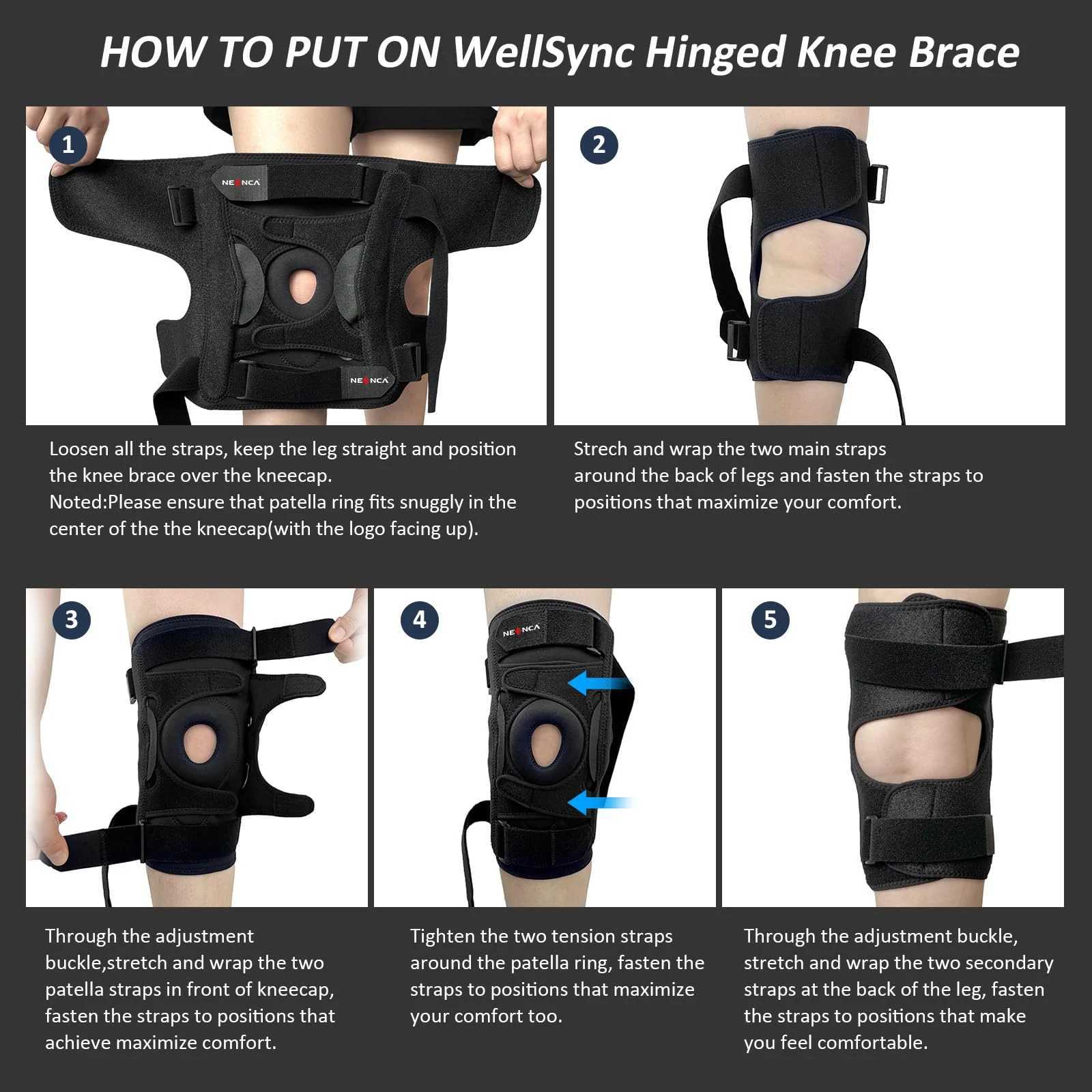 Hinged Knee Brace with Side Stabilizers Threesection for Men and Women Relieves Arthritis ACL MCL PCL Meniscus Tear J250917