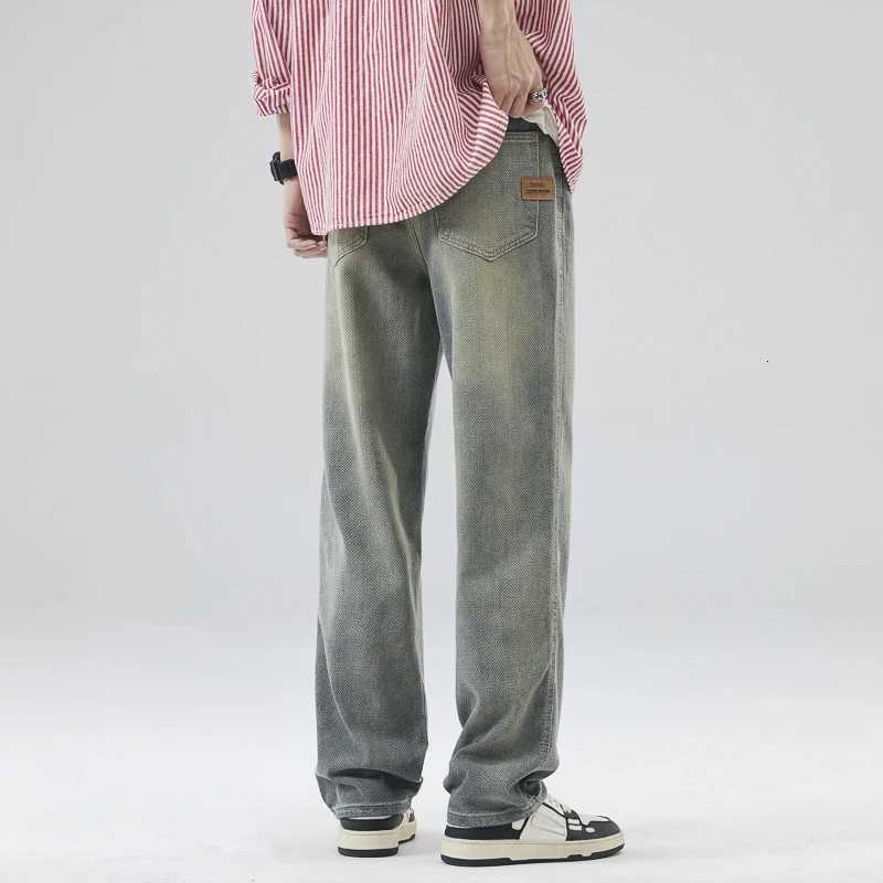 N High Street Star Grain Jeans Men Loose Straight Leg 2025 Spring New Fashion Brand Retro Casual PantsZ250917