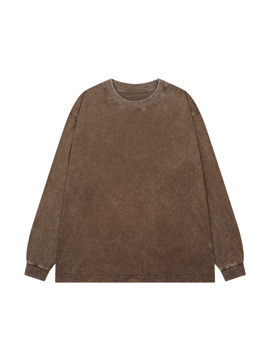 Men's American Retro 230g Cotton Vintage Washed Long-Sleeve T-Shirt - Autumn New Gradient Loose Top-22T