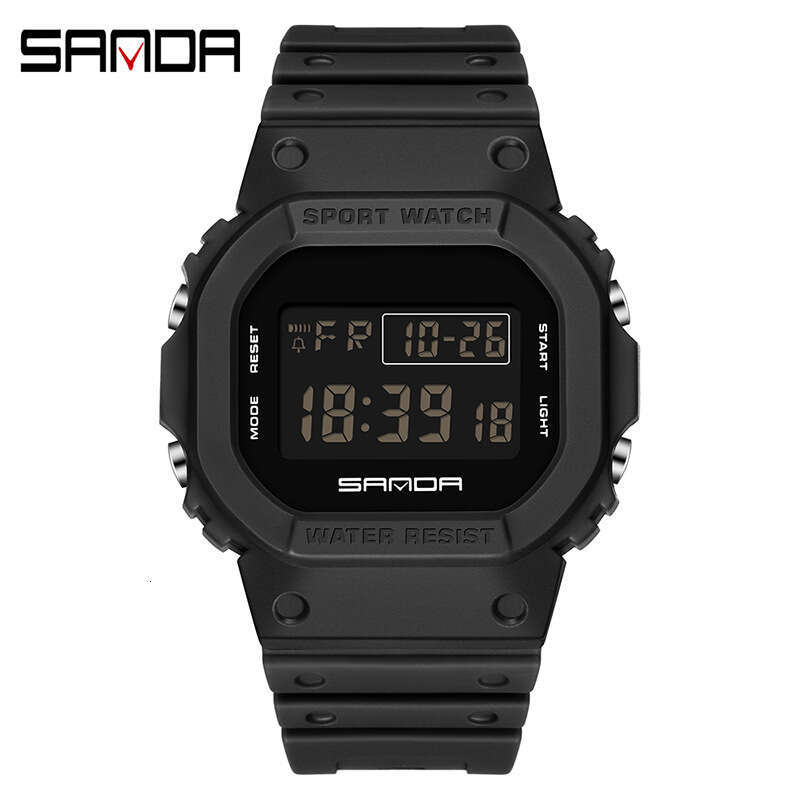 DHgargets Sanda Square Single Display Electronic Watch Multifunctional Alarm Clock Luminous Outdoor Sports Waterproof Student Wristwatch