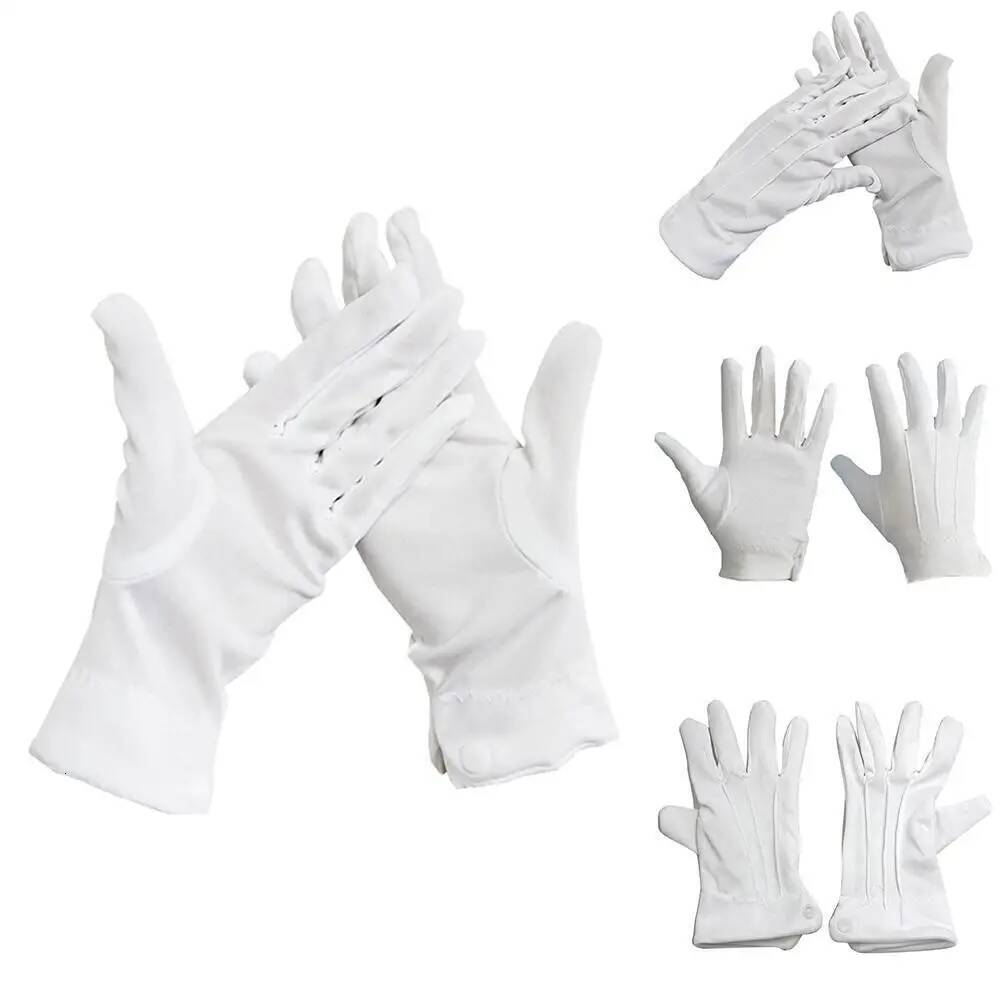 1/5/12 Pairs Adult Formal Three-strength White Labor Gloves Tuxedo Guard Waiters Uniform Dress Butler Inspection ddmythur