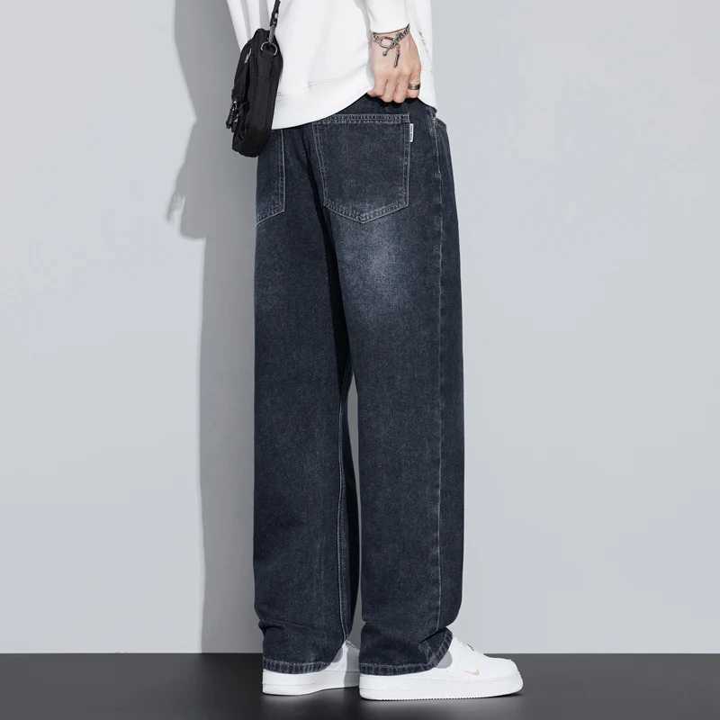 Jeans Mens Autumn and Winter New Loose Straight Pants Fashion Brand Youth Autumn and Winter Plush Thick Casual Mens PantsZ250917