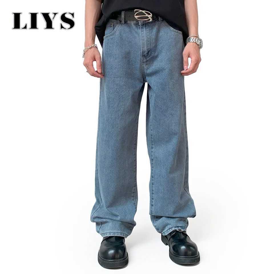 Autumn Retro Loose Straight Leg Jeans Mens Casual Denim Pants Classic Male Straight Leg Denim Pants Solid Denim Mens PantsZ250917