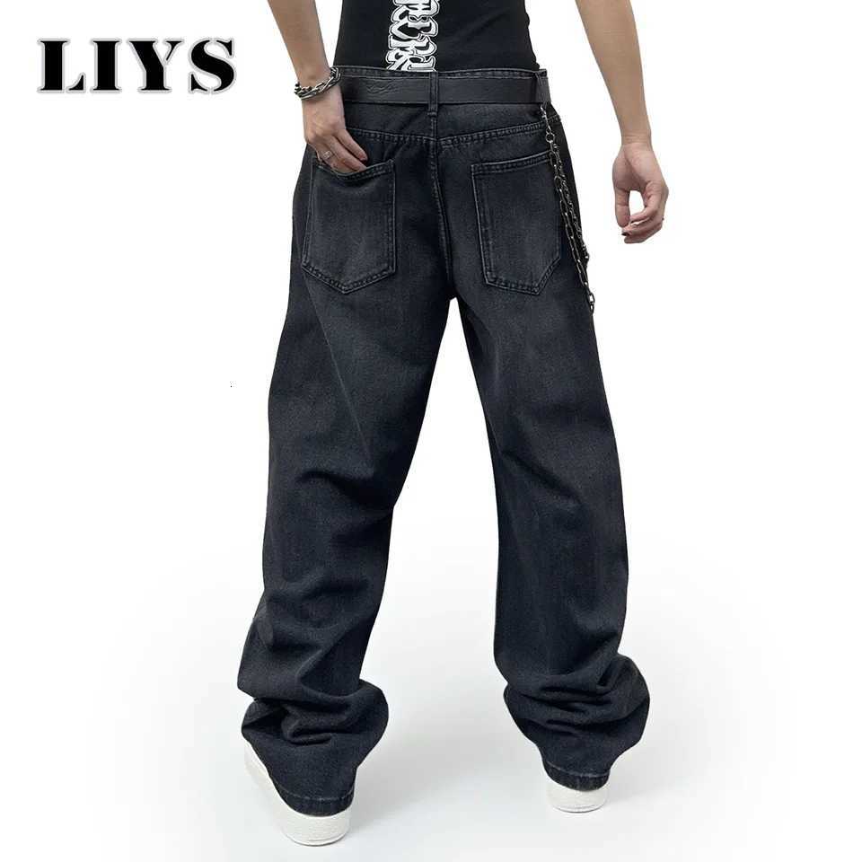 1Pcs Mens Daily Travel Casual American Street Loose Jeans Black Fashion Street Style Retro Wide Leg Pants Jeans Denim PantsZ250917