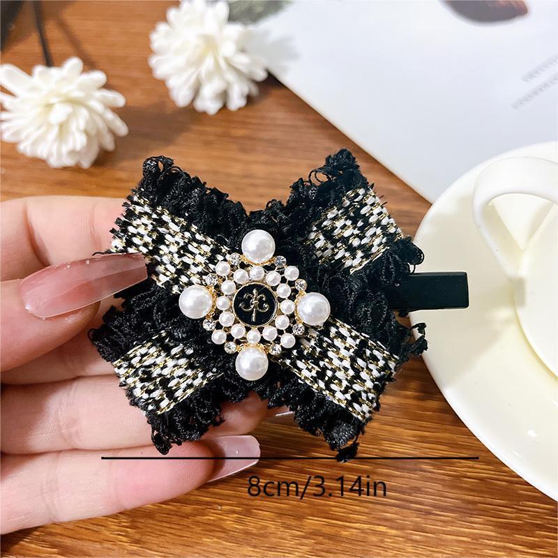 Korean Style Fragrant Ribbon Alloy Pearl Hair Sweet Bow Duckbill Simple Bangs Side Clip for Women