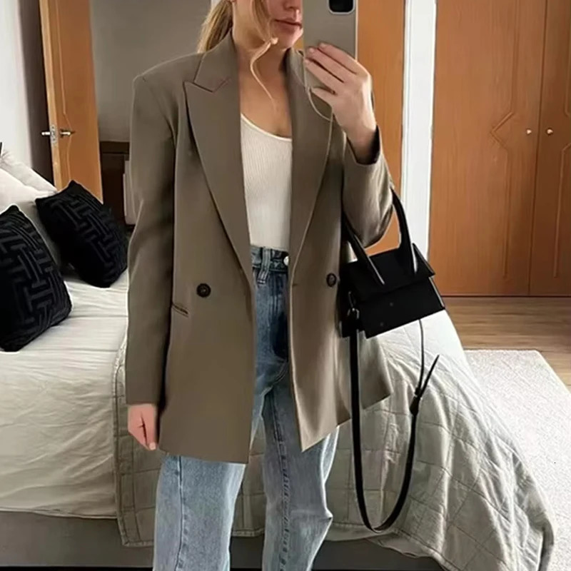 MUJER Womens Tailoring Blazers Straight Office Blazer for Women in Outerwears Casual Woman Long Sleeve Lady Jackets 250917