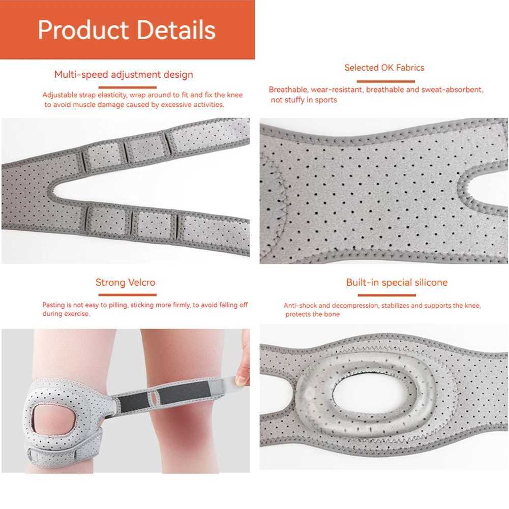 Open Patella Support Adjustable Patella Knee Support Strap for Injuries Running Sports and Workouts J250917