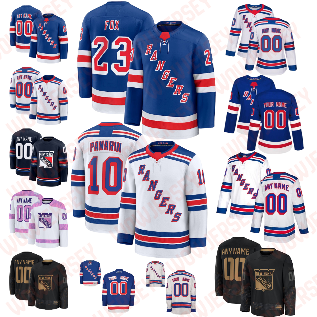 #10 Artemi Panarin NY Ranger hockey jersey #23 Adam Fox Igor Shesterkin Mika Zibanejadd Vincent Trocheck JT Miller Alexis Lafreniere Will Cuylle Matt Rempe jerseys