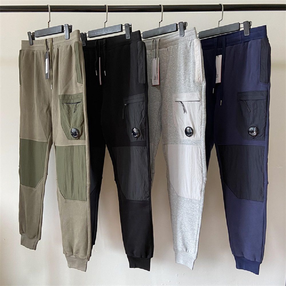 Designer Fleece Mixed Utility Pants with Mobile badge One Lens Pocket Pants Outdoor Men Tactical Trousers Loose Tracksuit Size M-XXL