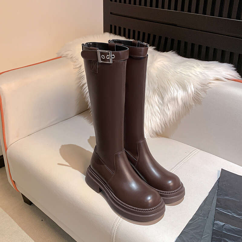 Over-the-Knee Women's Autumn Winter New Thick-Soled Belt Buckle Riding Versatile Fashion Slim Boots