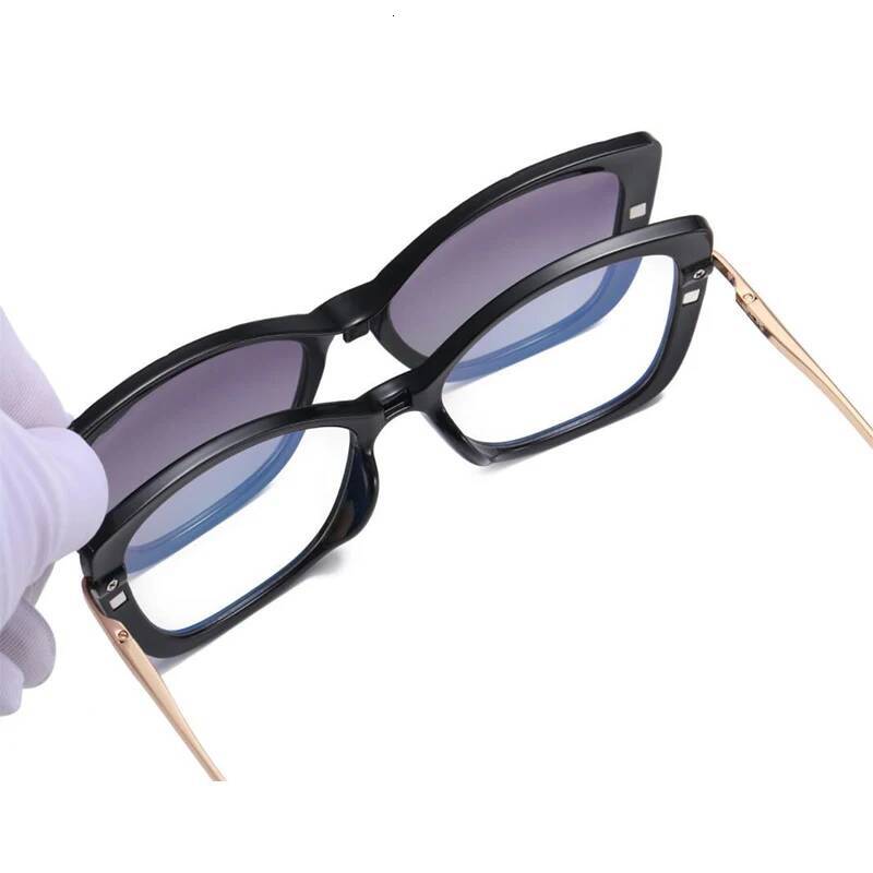 Nearsighted Blue Light Filter Female Polarized Clip On Sunglasses Retro Clear Square Leopard Anti Glare Glasses Myopia ddmythur