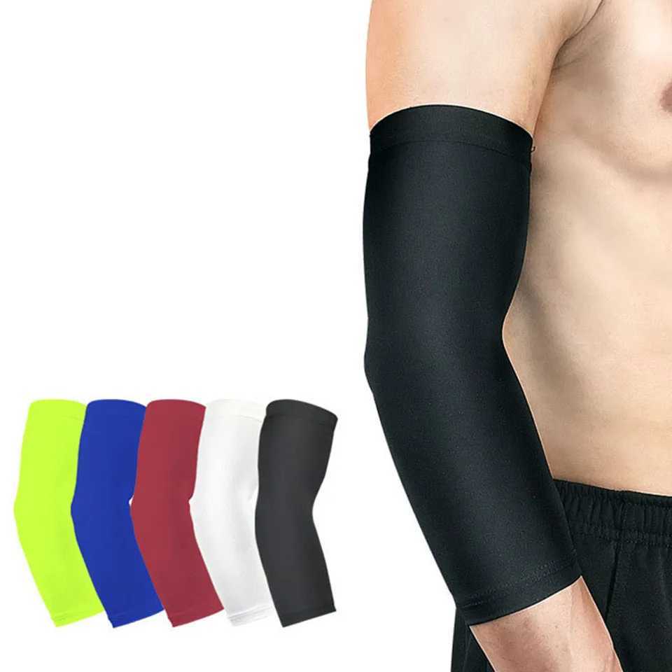 1PCS Running Man Sports Basketball Arm Sleeve Cycling Compression Arm Warmers Elbow Protector Pads Support For Men J250917